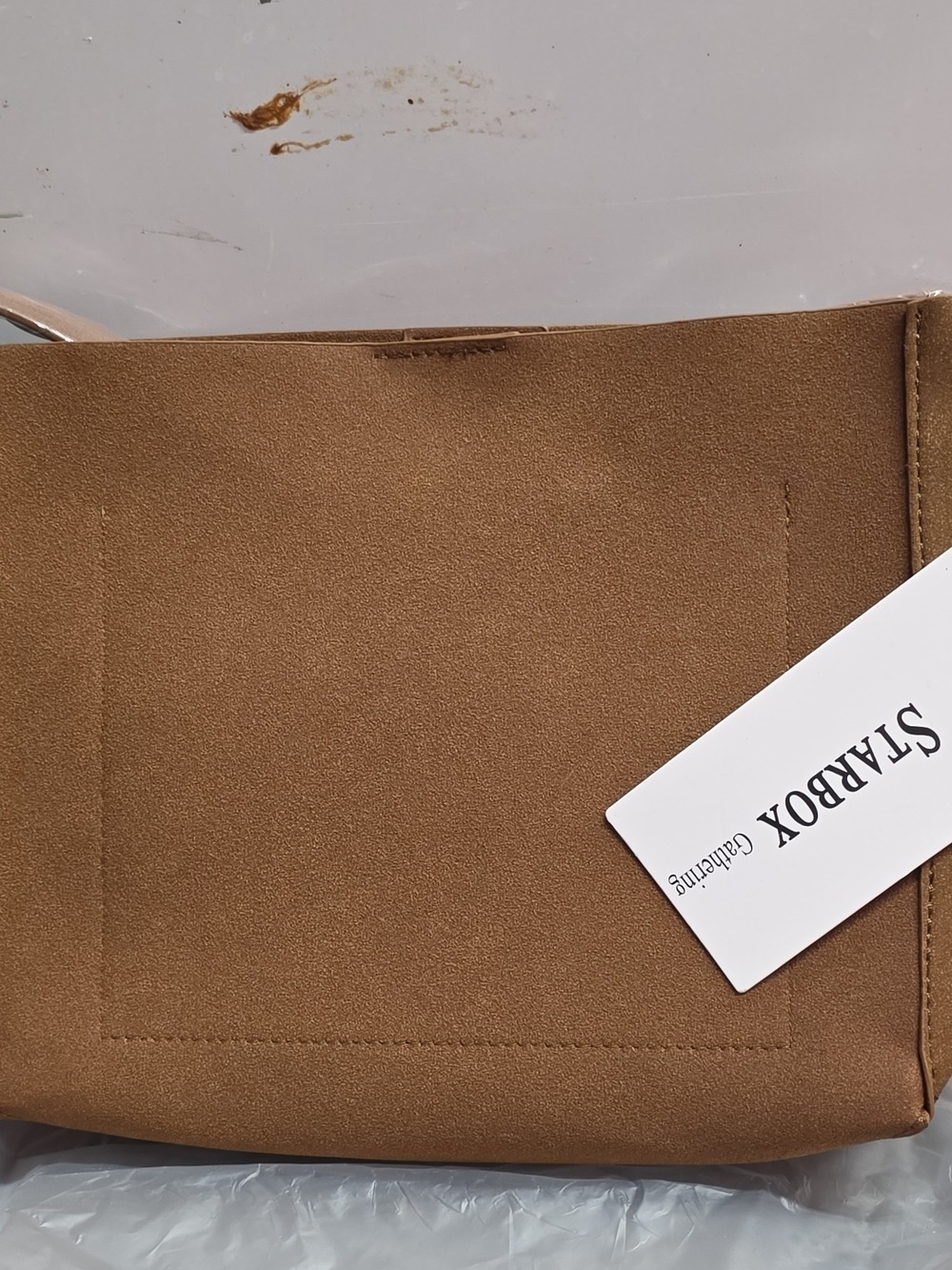 Starbox Suede Crossbody Bag in Camel
